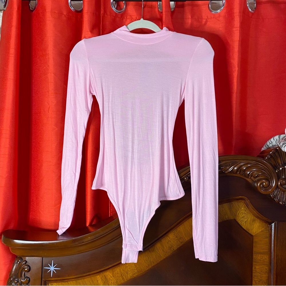 Pink Jersey Thong Back Detail Bodysuit